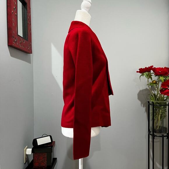 NEW Ann Taylor Loft Merino Wool Ribbed Shawl Collar Cardigan Sweater Red XS NWT - Picture 5 of 14